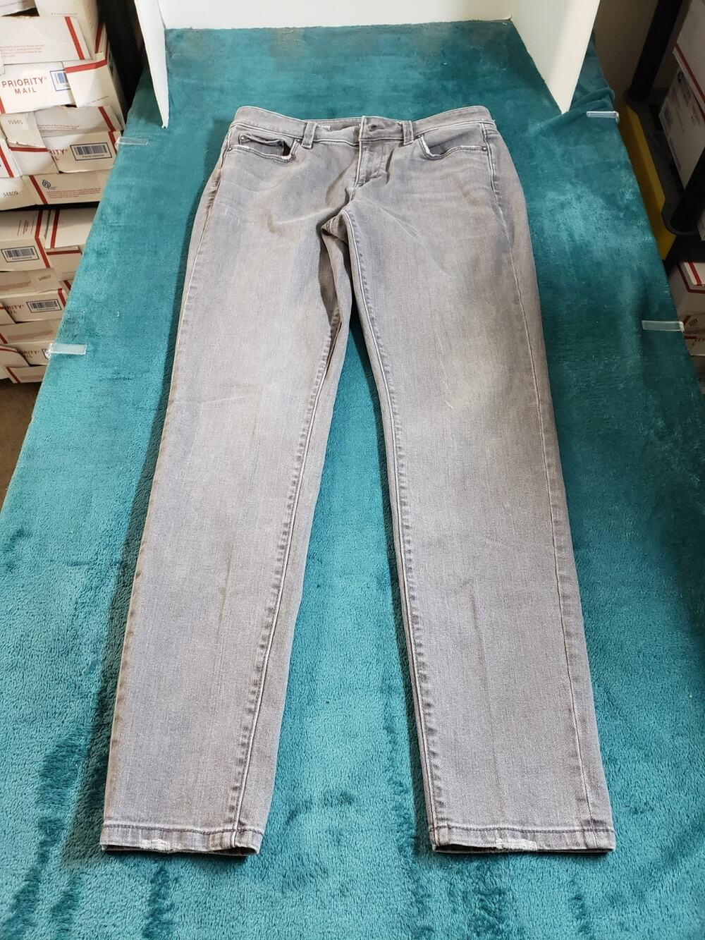 Loft Jeans Size 8 Womens Gray Denim Stretch Pants Mid Rise Modern Skinny